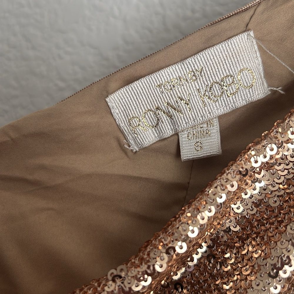 Ronny Kobo Kelly Sequin One-Shoulder Dress, Metallic Gold Size S - Picture 11 of 13